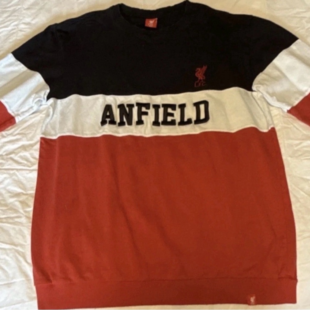Liverpool Colorblock Anfield Crewneck Sweater - Black, White, Red